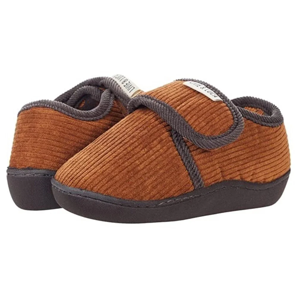 Livie & Luca Hug Slippers Toddler US 8 Brown Corduroy Round Toe Shoes GAL1641